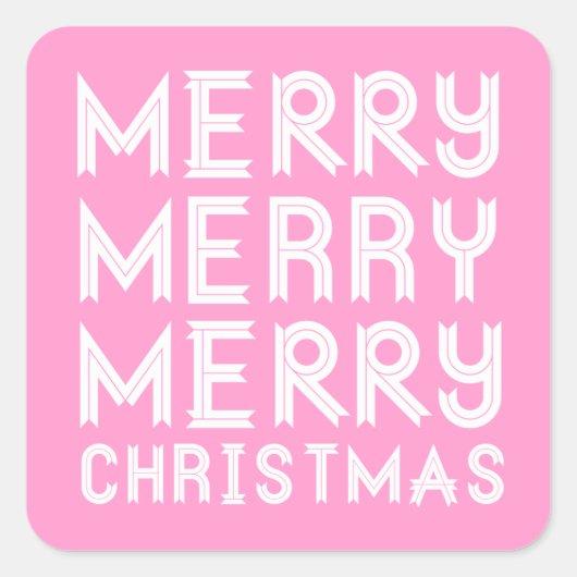 Roze en witte pretkerstickers vierkante sticker (Voorkant)