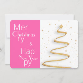 Roze en witte prettige kerstfeestelijke Kaart nieu