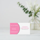 Roze en witte professionele Vrouw Visitekaartje (Staand voorkant)