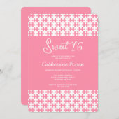 Roze en witte puzzel geruit zoet 16 kaart (Voorkant / Achterkant)