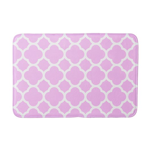 Roze en witte Quatrefoil Patroon Badmat (Voorkant)