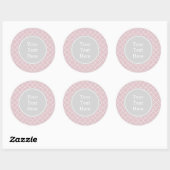 Roze en witte quatrefolie ronde sticker (Vel)