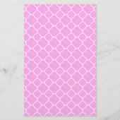 Roze en witte quatrefoliepatroon briefpapier (Voorkant)