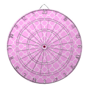 Roze en witte quatrefoliepatroon dartbord