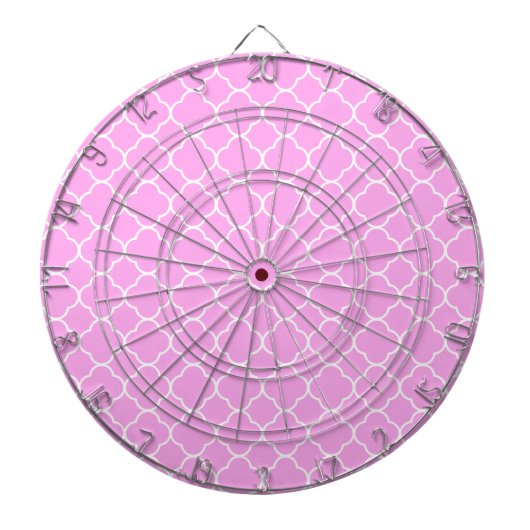 Roze en witte quatrefoliepatroon dartbord (Voorkant)