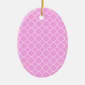 Roze en witte quatrefoliepatroon keramisch ornament (Voorkant)