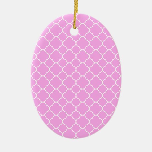 Roze en witte quatrefoliepatroon keramisch ornament (Voorkant)