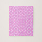 Roze en witte quatrefoliepatroon legpuzzel (Verticaal)