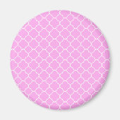 Roze en witte quatrefoliepatroon magneet (Voorkant)