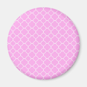 Roze en witte quatrefoliepatroon magneet