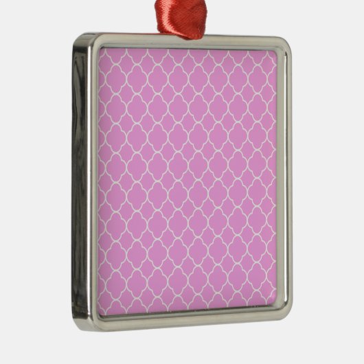 Roze en witte quatrefoliepatroon metalen ornament (Rechts)