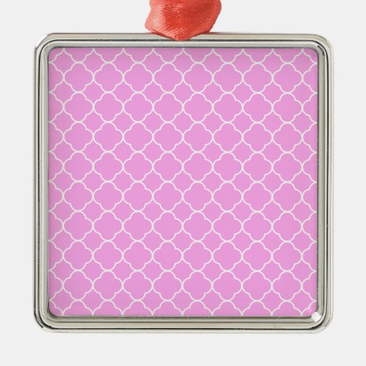Roze en witte quatrefoliepatroon metalen ornament (Voorkant)