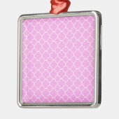 Roze en witte quatrefoliepatroon metalen ornament (Links)