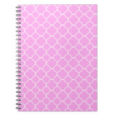 Roze en witte quatrefoliepatroon notitieboek (Voorkant)