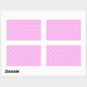 Roze en witte quatrefoliepatroon rechthoekige sticker (Vel)