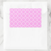 Roze en witte quatrefoliepatroon rechthoekige sticker (Tas)