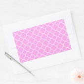 Roze en witte quatrefoliepatroon rechthoekige sticker (Envelop)