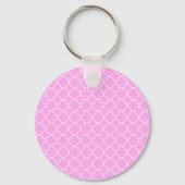 Roze en witte quatrefoliepatroon sleutelhanger (Voorkant)