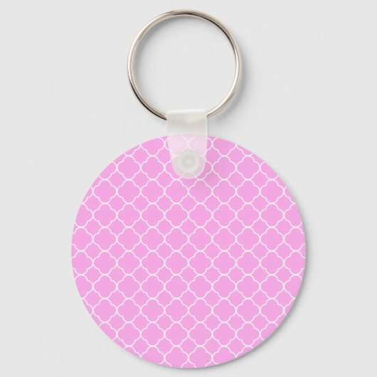 Roze en witte quatrefoliepatroon sleutelhanger (Voorkant)