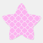 Roze en witte quatrefoliepatroon ster sticker (Voorkant)