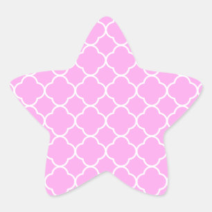 Roze en witte quatrefoliepatroon ster sticker