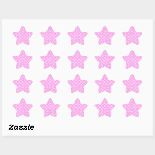 Roze en witte quatrefoliepatroon ster sticker (Vel)