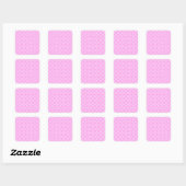 Roze en witte quatrefoliepatroon vierkante sticker (Vel)