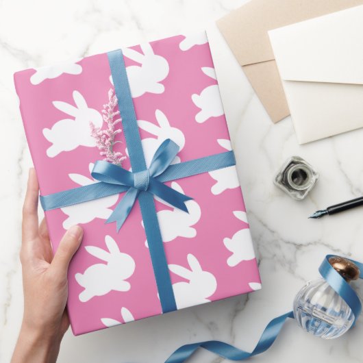 Roze en witte rabbit easter-pakpapier cadeaupapier (Geschenken)