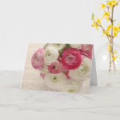 Roze en witte ranunculus op script wenskaart kaart (Gele Bloem)