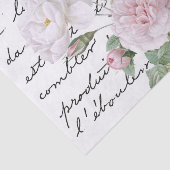 Roze en Witte Redouté Rozen Franse Manuscript  Tissuepapier (Detail)