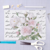 Roze en Witte Redouté Rozen Franse Manuscript  Tissuepapier (Craft)