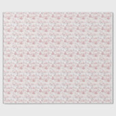 Roze en witte rendierbomen Kerstmis Cadeaupapier (Vlak)