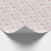 Roze en witte rendierbomen Kerstmis Cadeaupapier (Hoek)