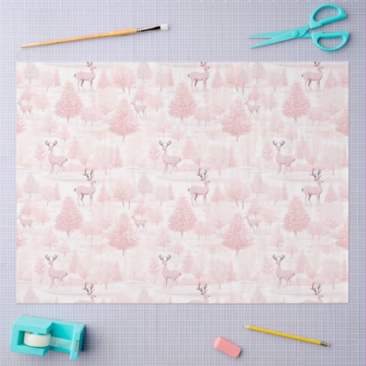 Roze en witte rendieren en kerstbomen tissuepapier (Craft)