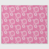 Roze en Witte Retro Bloemenprint Cadeaupapier (Vlak)