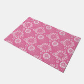 Roze en Witte Retro Bloemenprint Deurmat (Schuin)