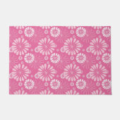 Roze en Witte Retro Bloemenprint Deurmat (Voorkant)