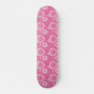Roze en Witte Retro Bloemenprint Persoonlijk Skateboard