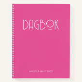 Roze en Witte Retro Stijl Dagboek Notitieboek (Voorkant)