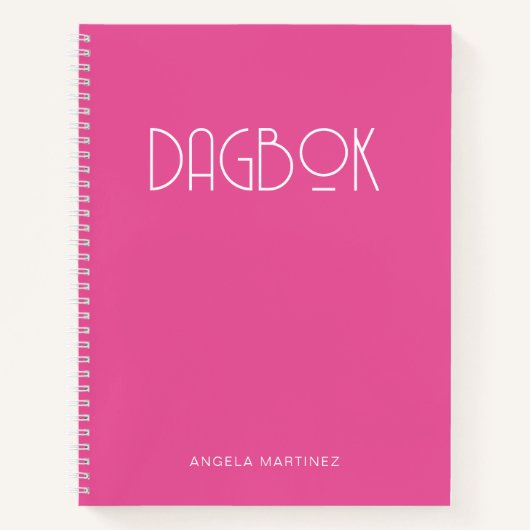 Roze en Witte Retro Stijl Dagboek Notitieboek (Voorkant)