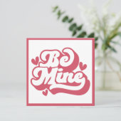 Roze en Witte Retro Wees Van Mij Gepersonaliseerde Feestdagenkaart (Staand voorkant)