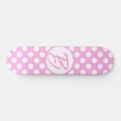 roze en witte retropolka-stippen, monogrammen persoonlijk skateboard (Horizontaal)
