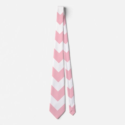 Roze en Witte Reuzengrootte Chevron Stropdas (Voorkant)