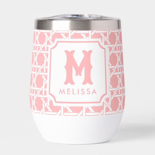 Roze en witte riet | rotan | Monogram (Voorkant)