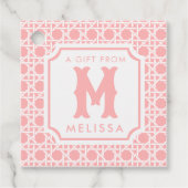 Roze en witte riet | rotan | Monogram Bedankjes Labels (Voorkant)