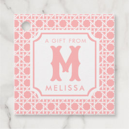 Roze en witte riet | rotan | Monogram Bedankjes Labels