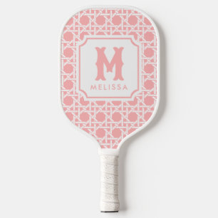 Roze en witte riet   rotan   Monogram Pickleball Paddle