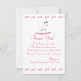 Roze en witte Rocking Horse Flat Hartelijk dank Bedankkaart