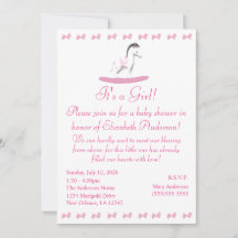 Roze en witte Rocking Horse Shower-uitnodiging