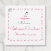 Roze en witte Rocking Horse Theme Gift Label (Voorkant)